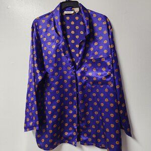 Vintage Victoria's Secret Royal Purple Polyester Pajama Shirt Medium EUC